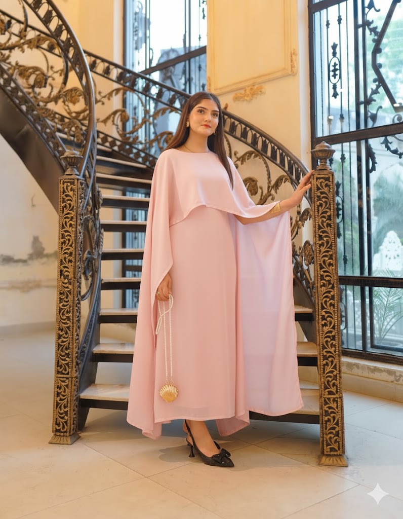 BADAM LIGHTPINK CAPE GOWN