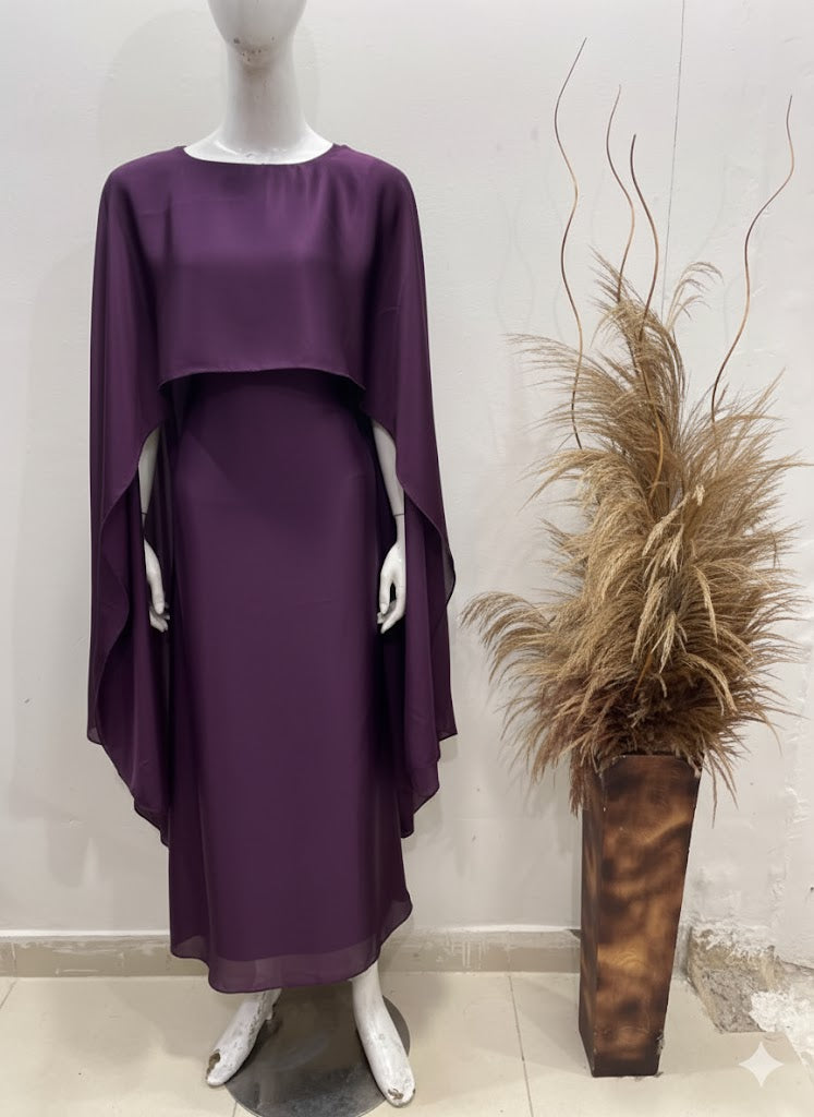 BADAM PURPLE CAPE GOWN