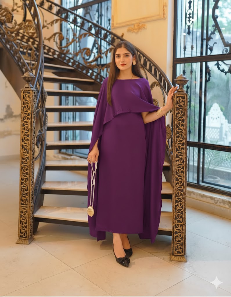 BADAM PURPLE CAPE GOWN