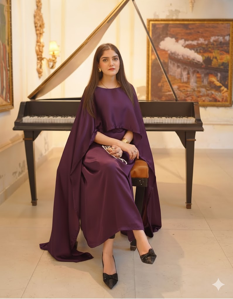 BADAM PURPLE CAPE GOWN