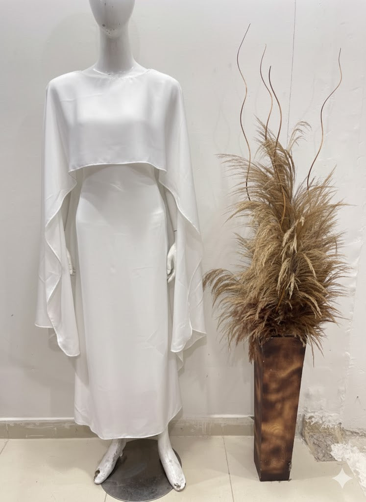 BADAM WHITE CAPE GOWN