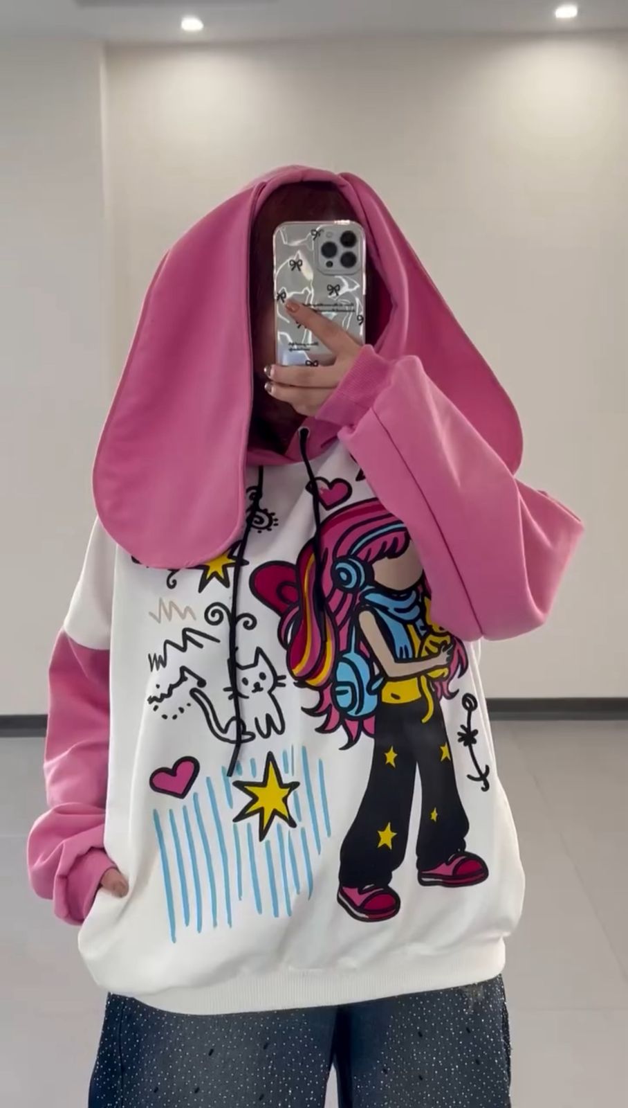 Pink Bunny Dreams Fleece Hoodie