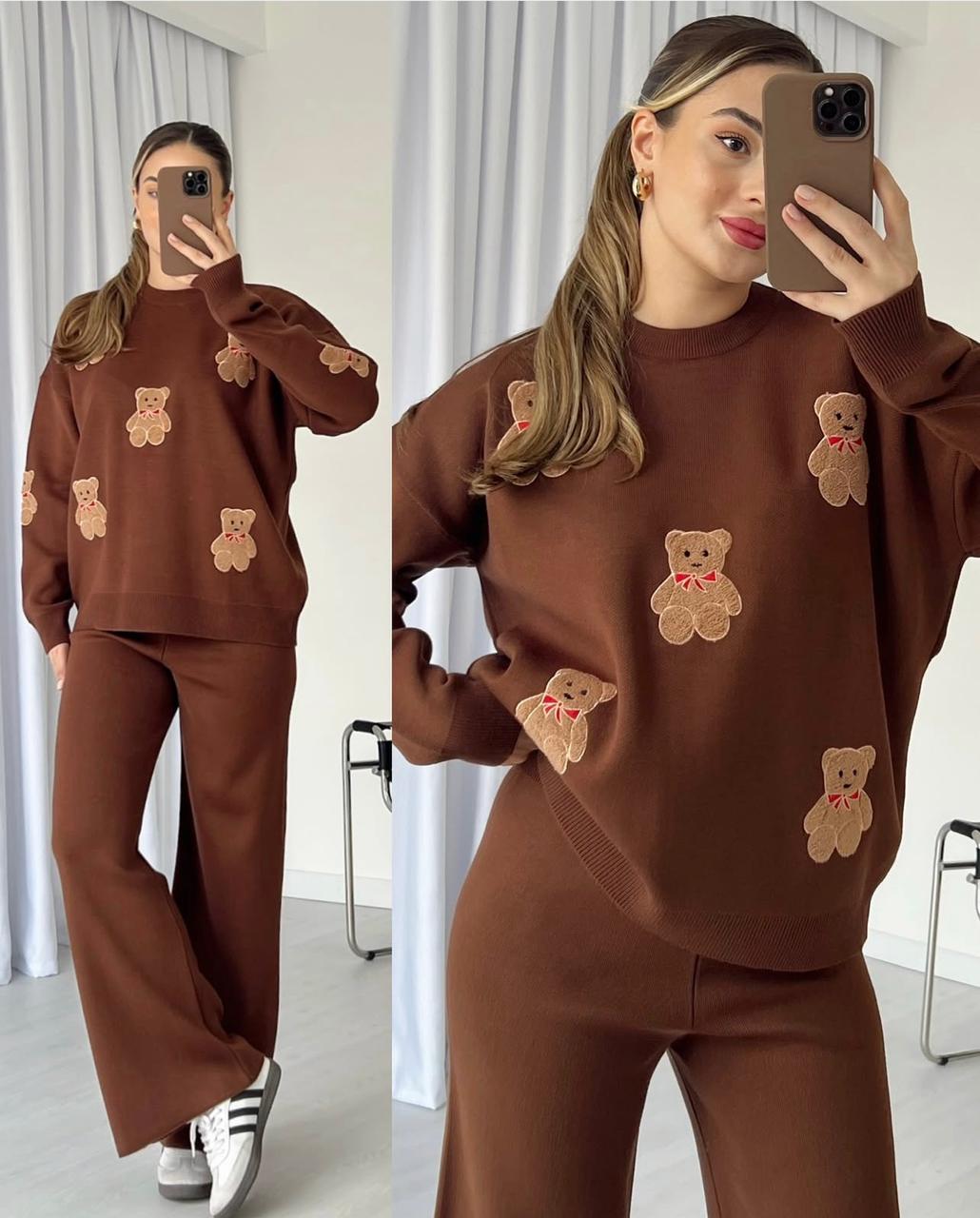 Brown Teddy Bear Fleece Winter Co-ord Set