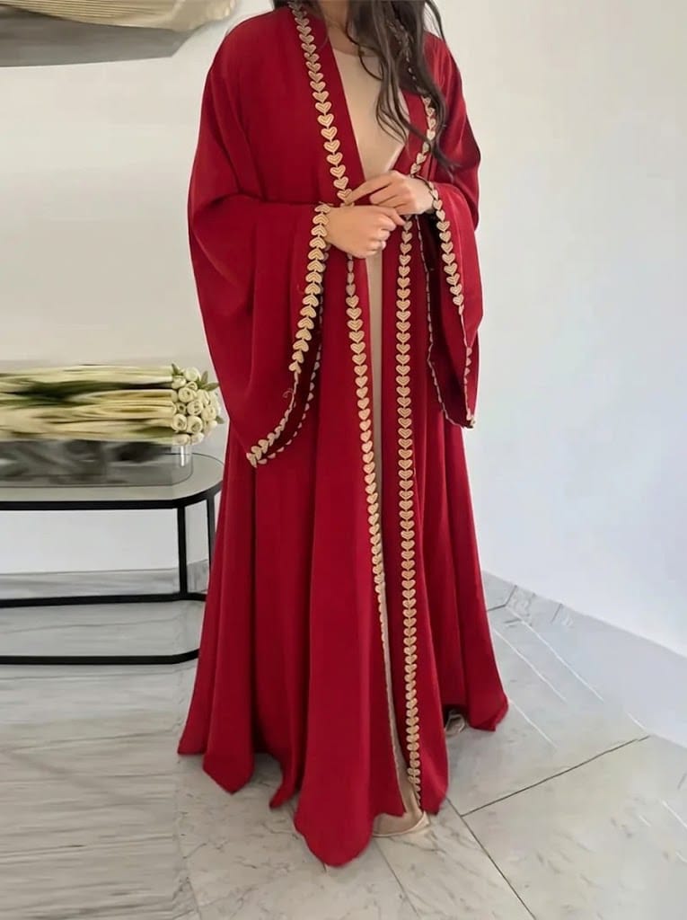 Gul-e-Dil Maroon Embroidered Abaya
