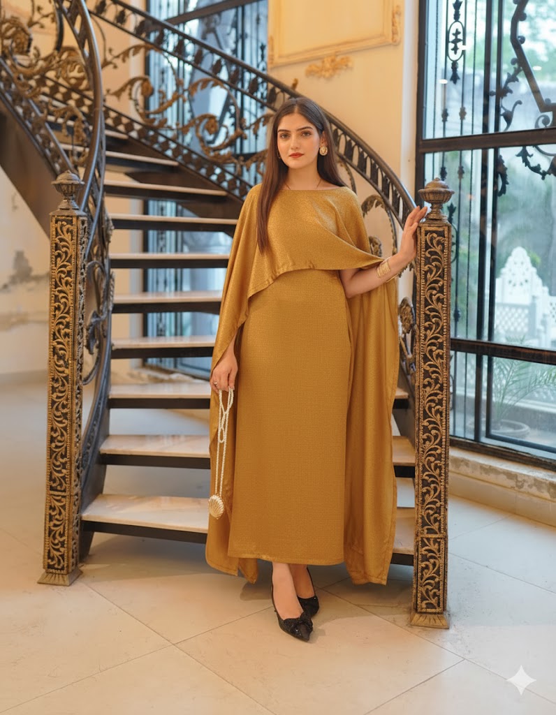 BADAM GOLDEN CAPE GOWN