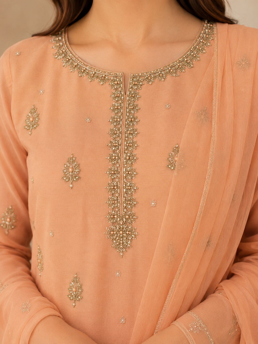Zar-e-Peach 3 Piece