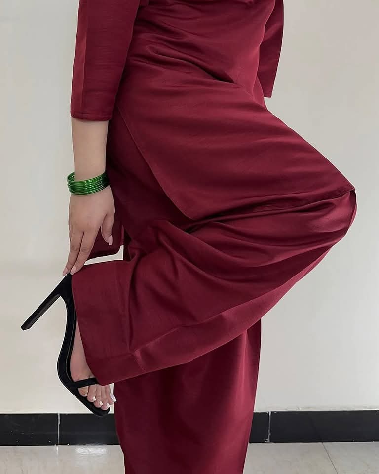 Badam Maroon Farshi RawSilk