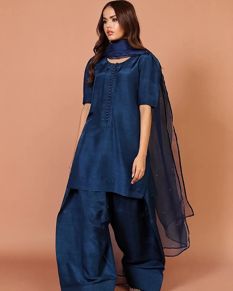 Badam Navy Farshi RawSilk