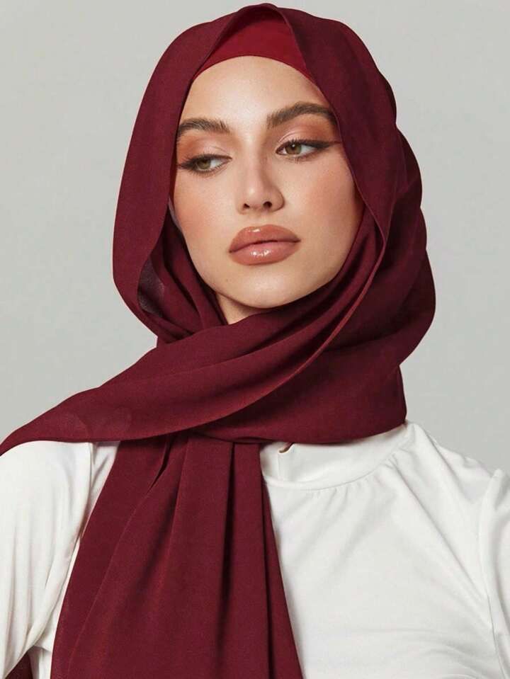 Sleek Georgette Maroon Hijab