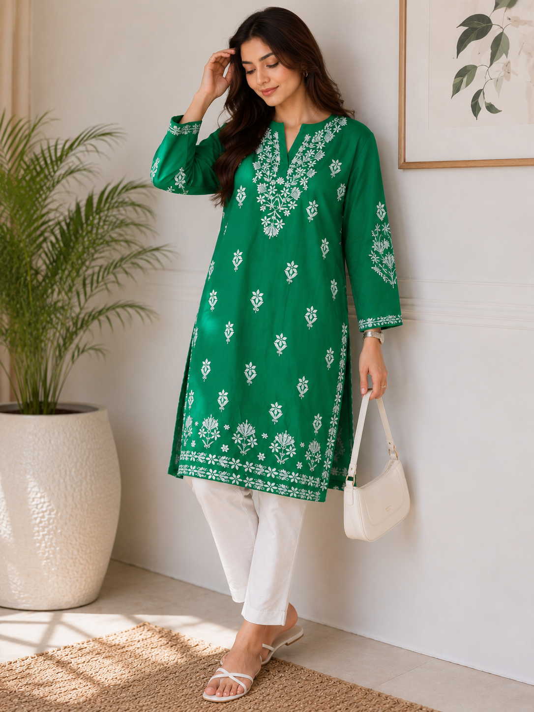 Badam Embroided Indian Kurti