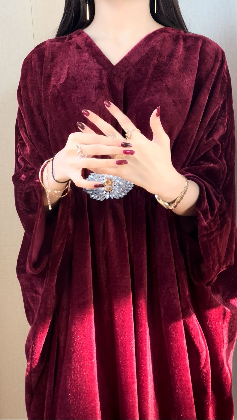 Luxury Velvet Kaftan – Elegant Flowing Evening Wear