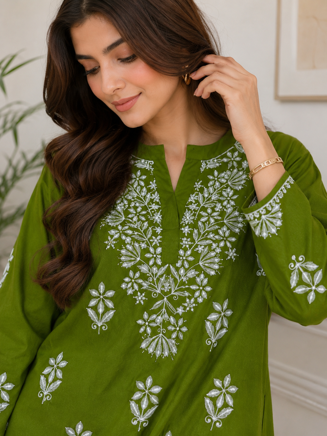 OLIVE INDIAN KURTIE