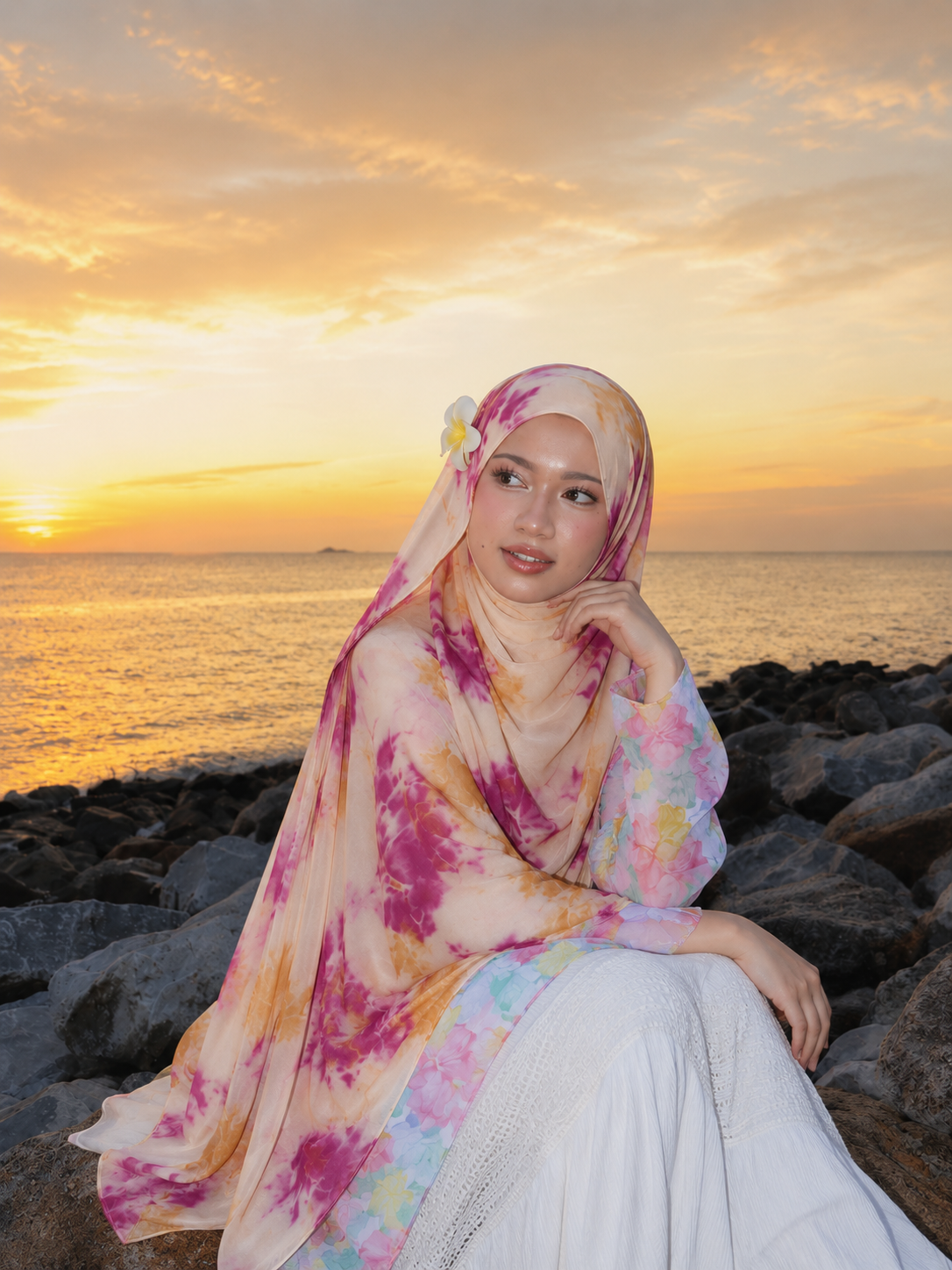 Lavender Amber Georgette Hijab