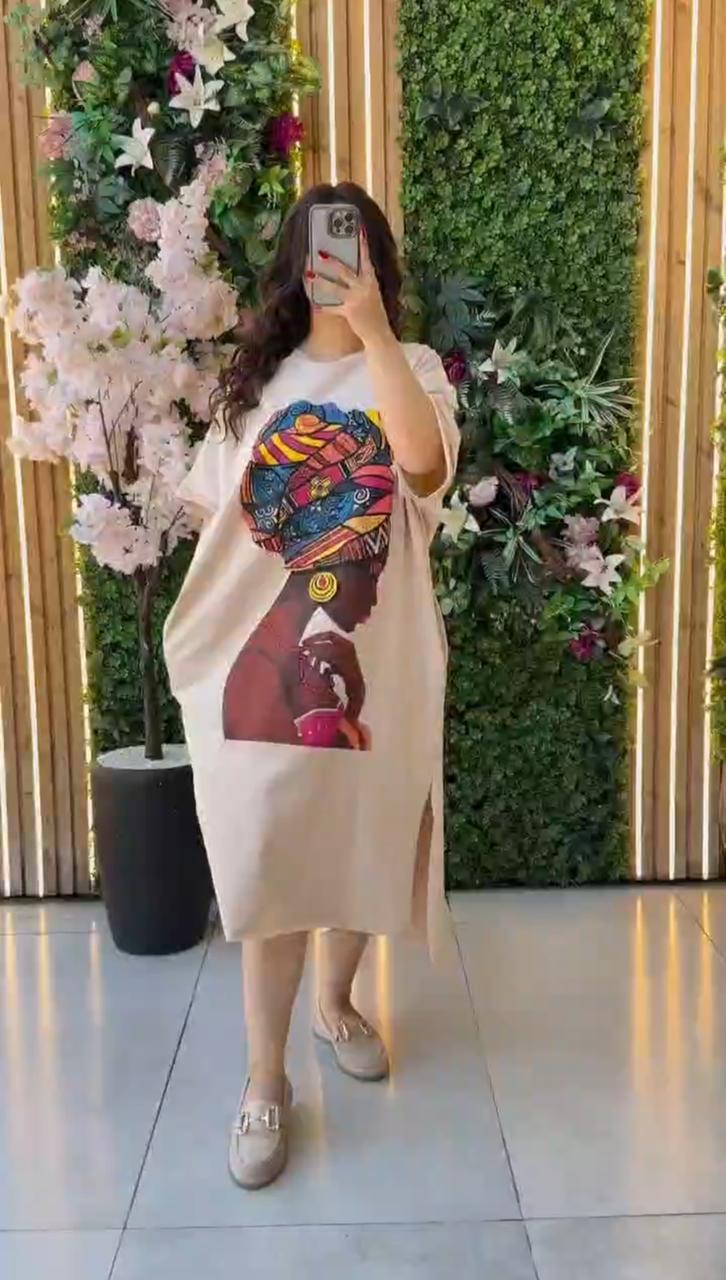 ELEGANT DROP SHOULDER PRINTED LONG TOP