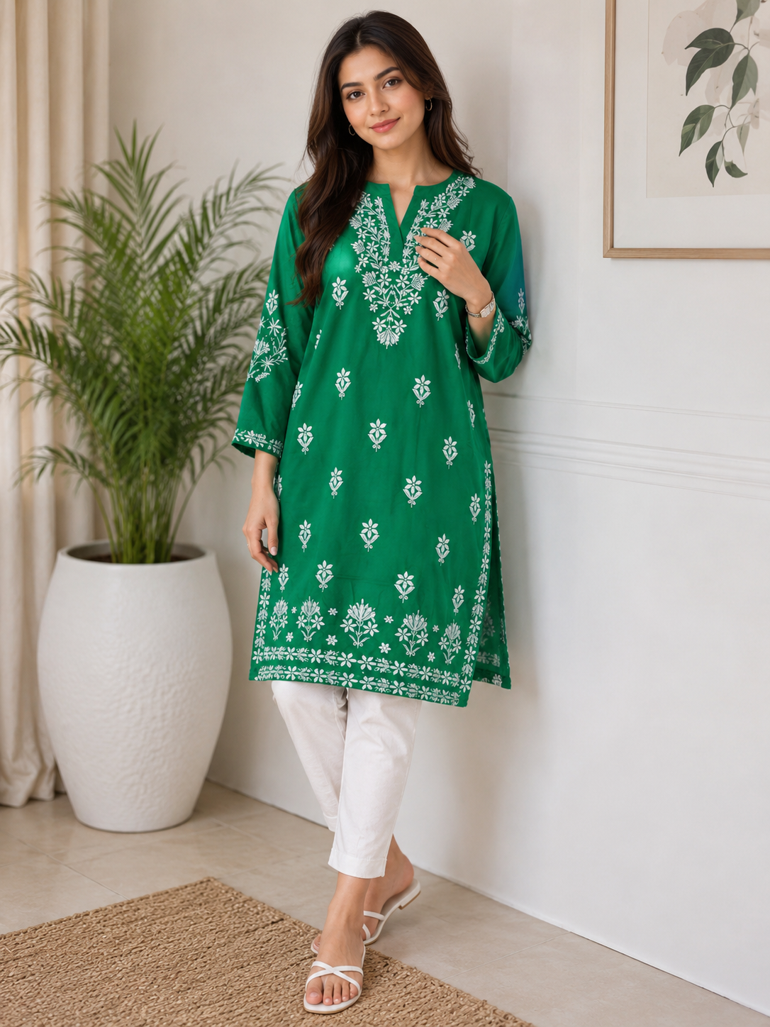 Badam Embroided Indian Kurti