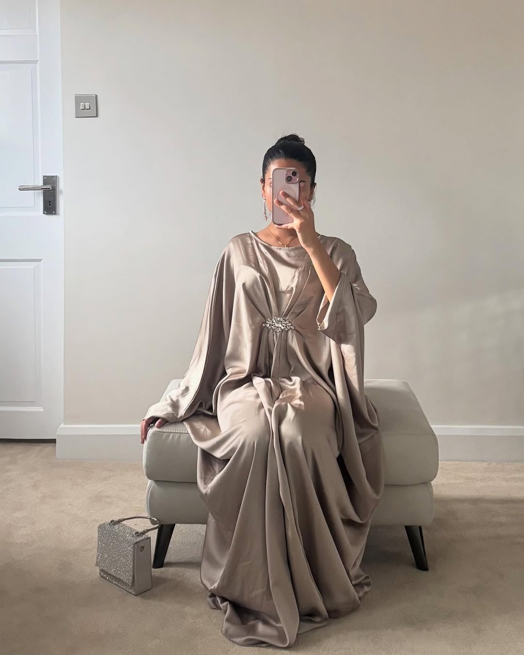 Emerald Silk Kaftan Gown