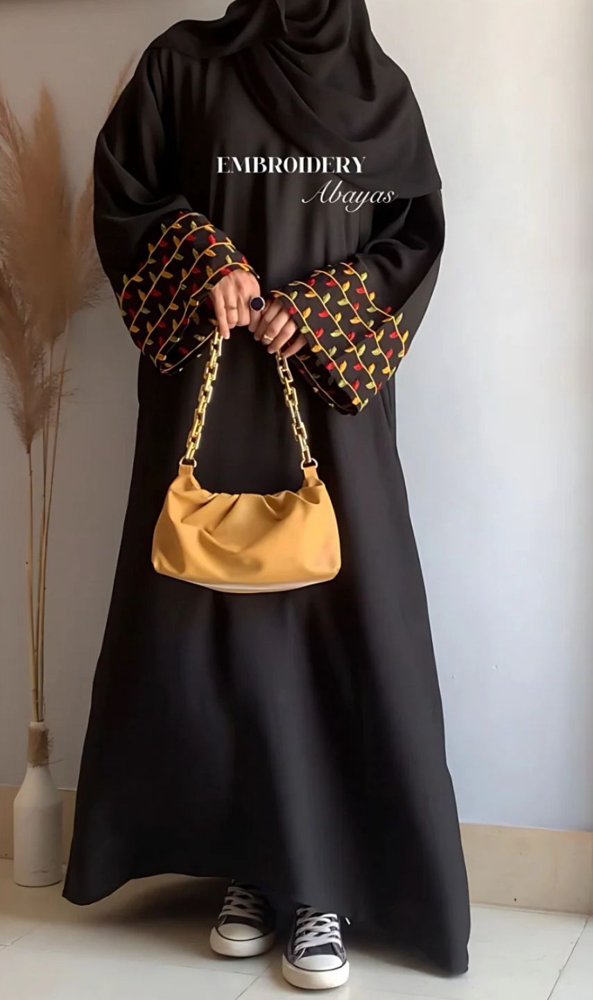 Geometric embroidery abaya