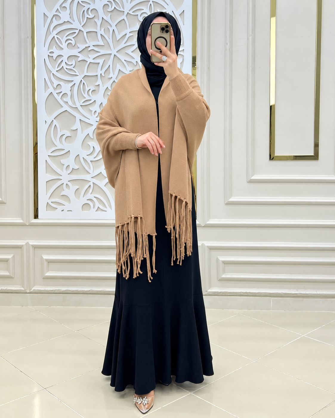 BADAM Winter Shawl — Beige — full shot