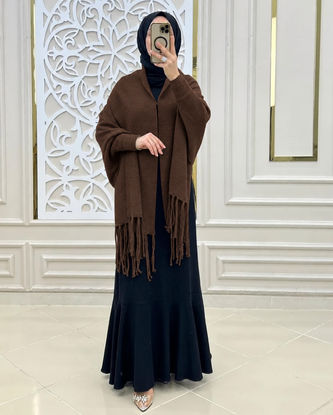 BADAM Winter Shawl — Chocolate Brown — full shot