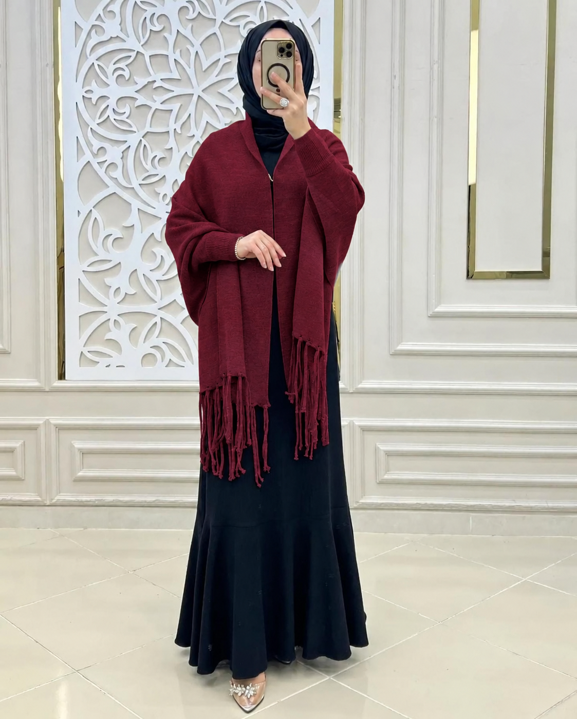 BADAM Winter Shawl — Maroon — full shot