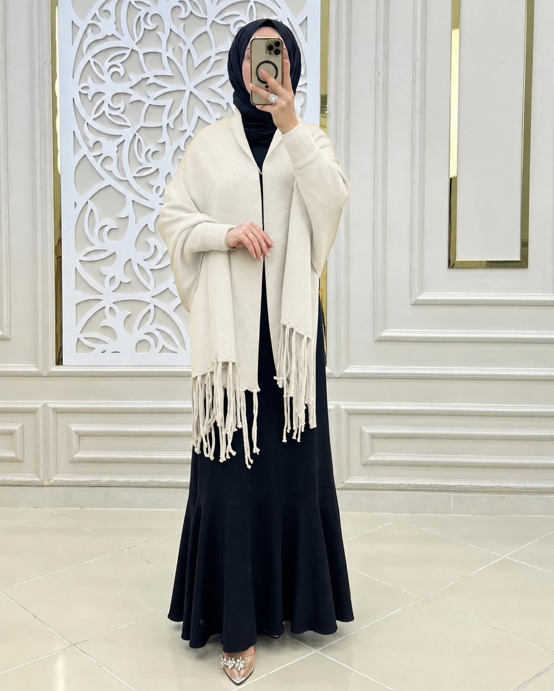 BADAM Winter Shawl — Off-White — full shot