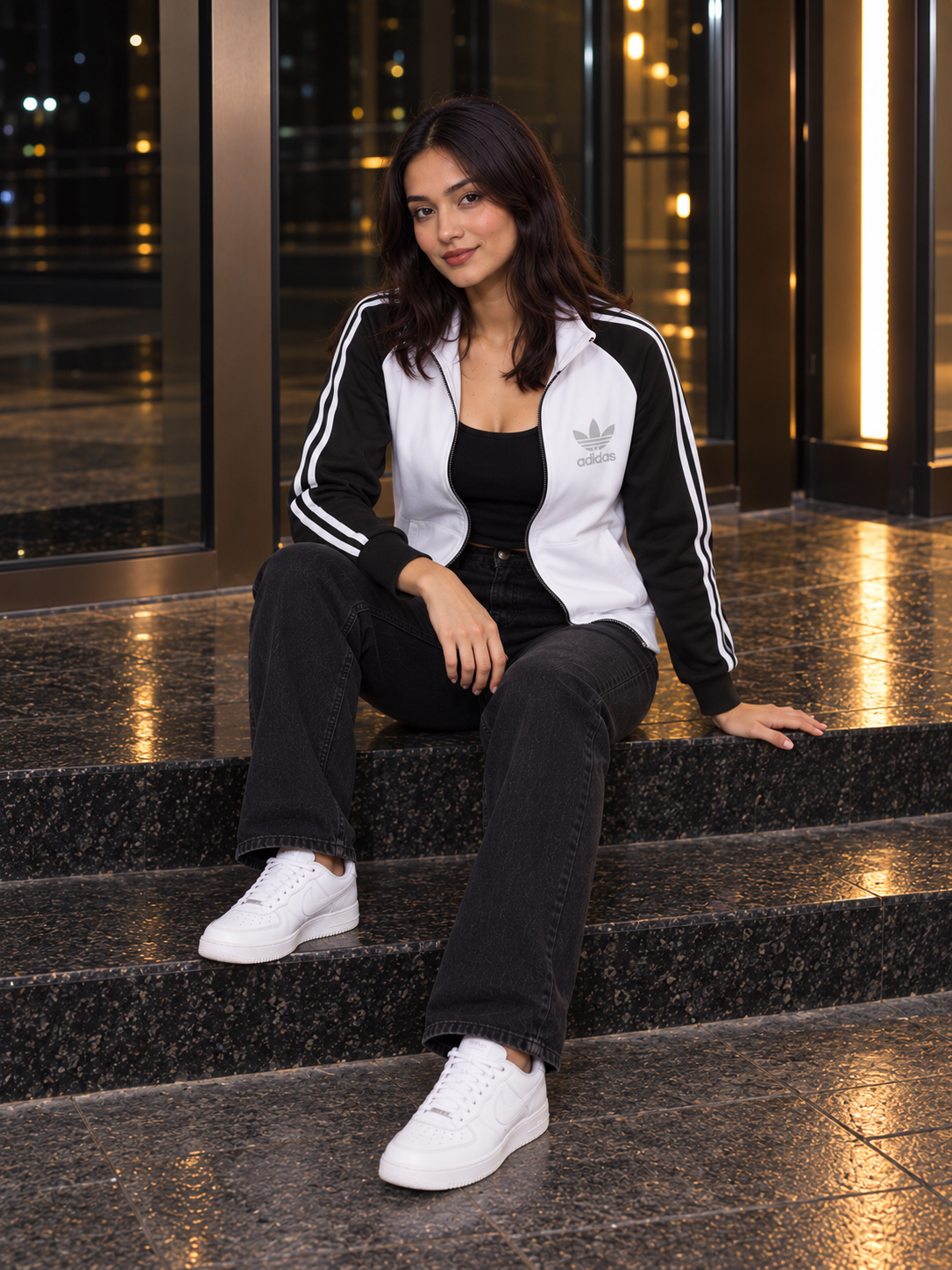 Baseline Track Jacket, relaxed seated pose