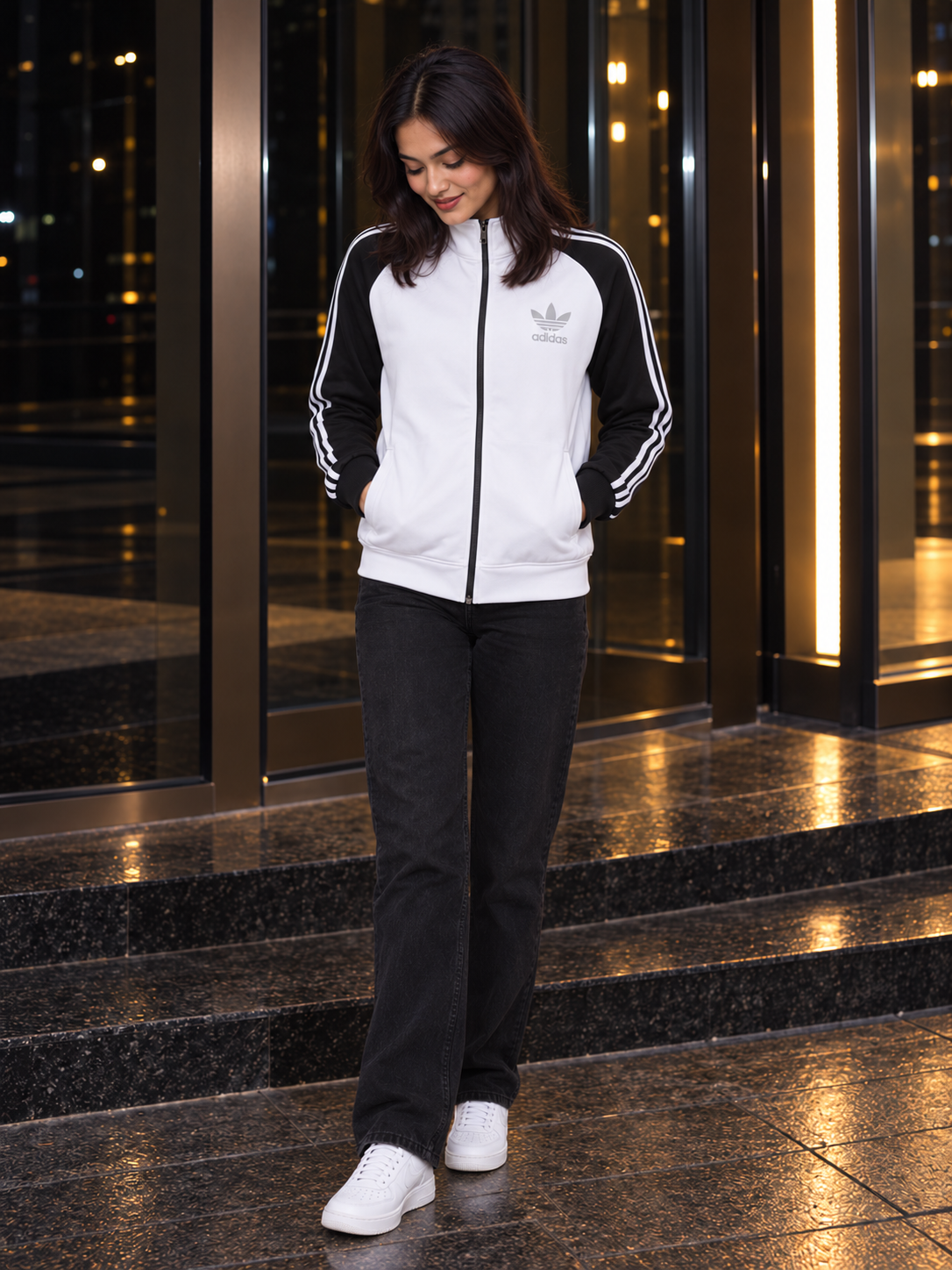Baseline Track Jacket, fully zipped stand collar