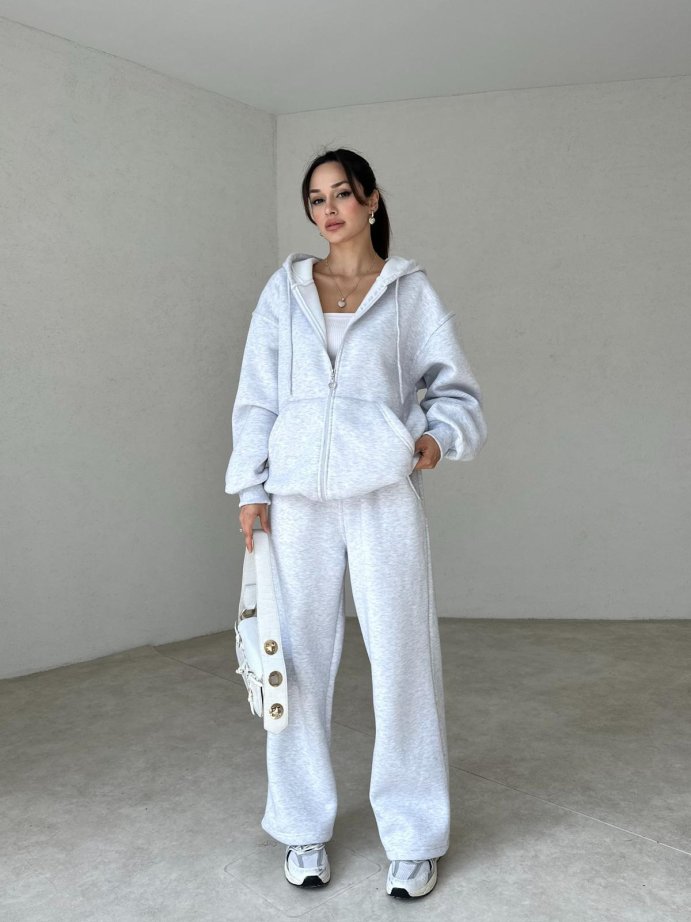 GREY Fleece Hoodie & Trouser Set