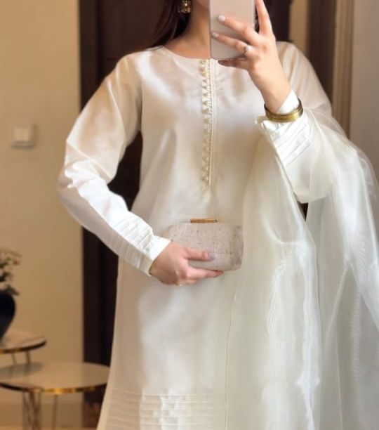 Badam White Farshi RawSilk