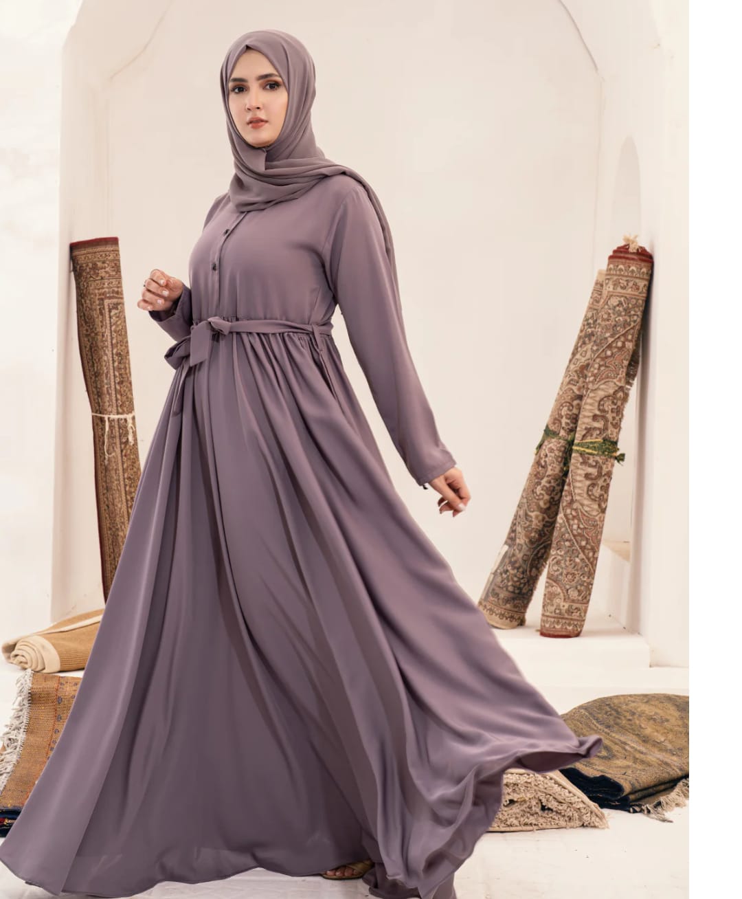 Raisin Purple Abaya With Stoller