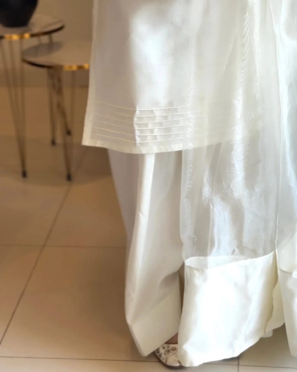 Badam White Farshi RawSilk