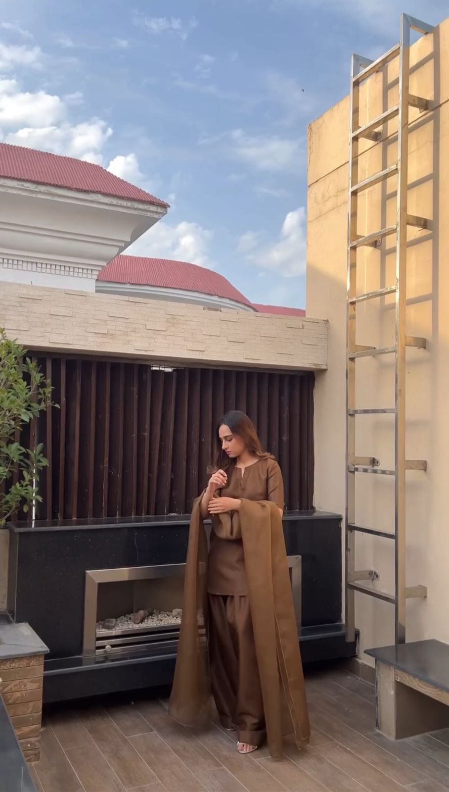 Badam Brown Farshi Shalwar Kameez