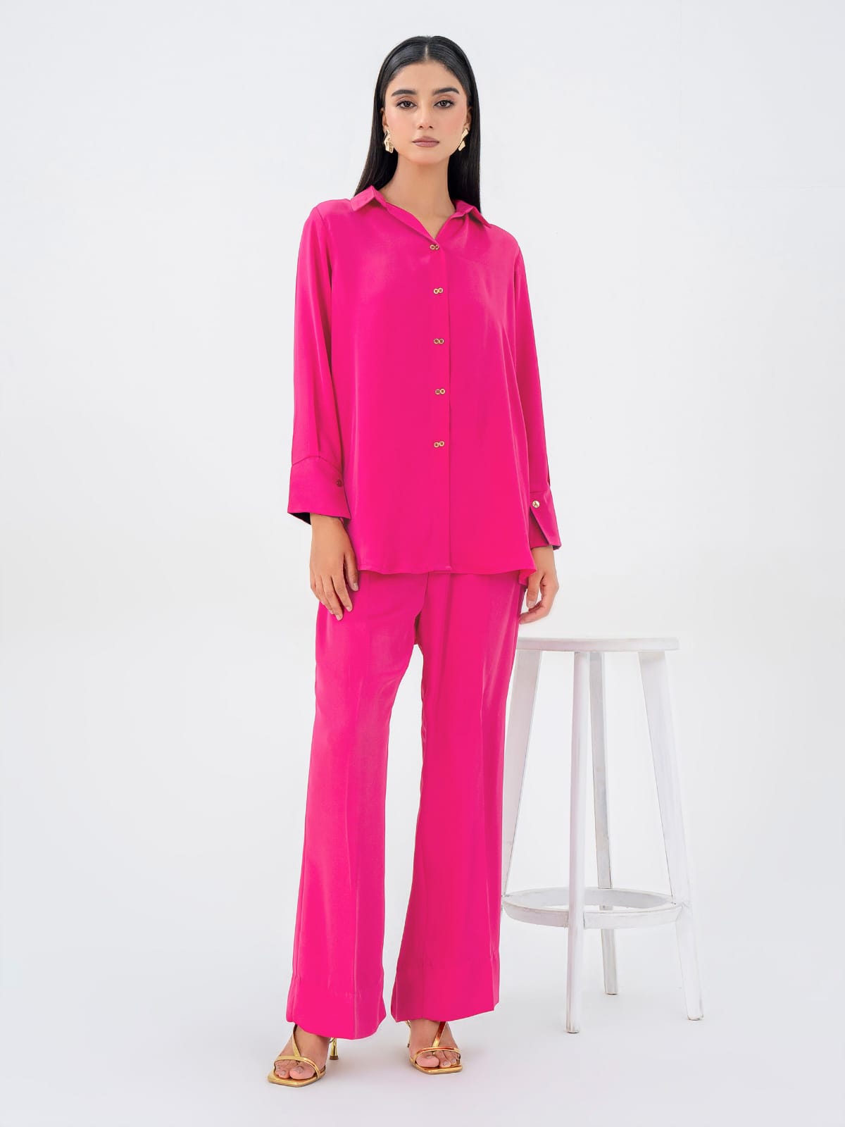 Collar Cuff Button Co-ords Set