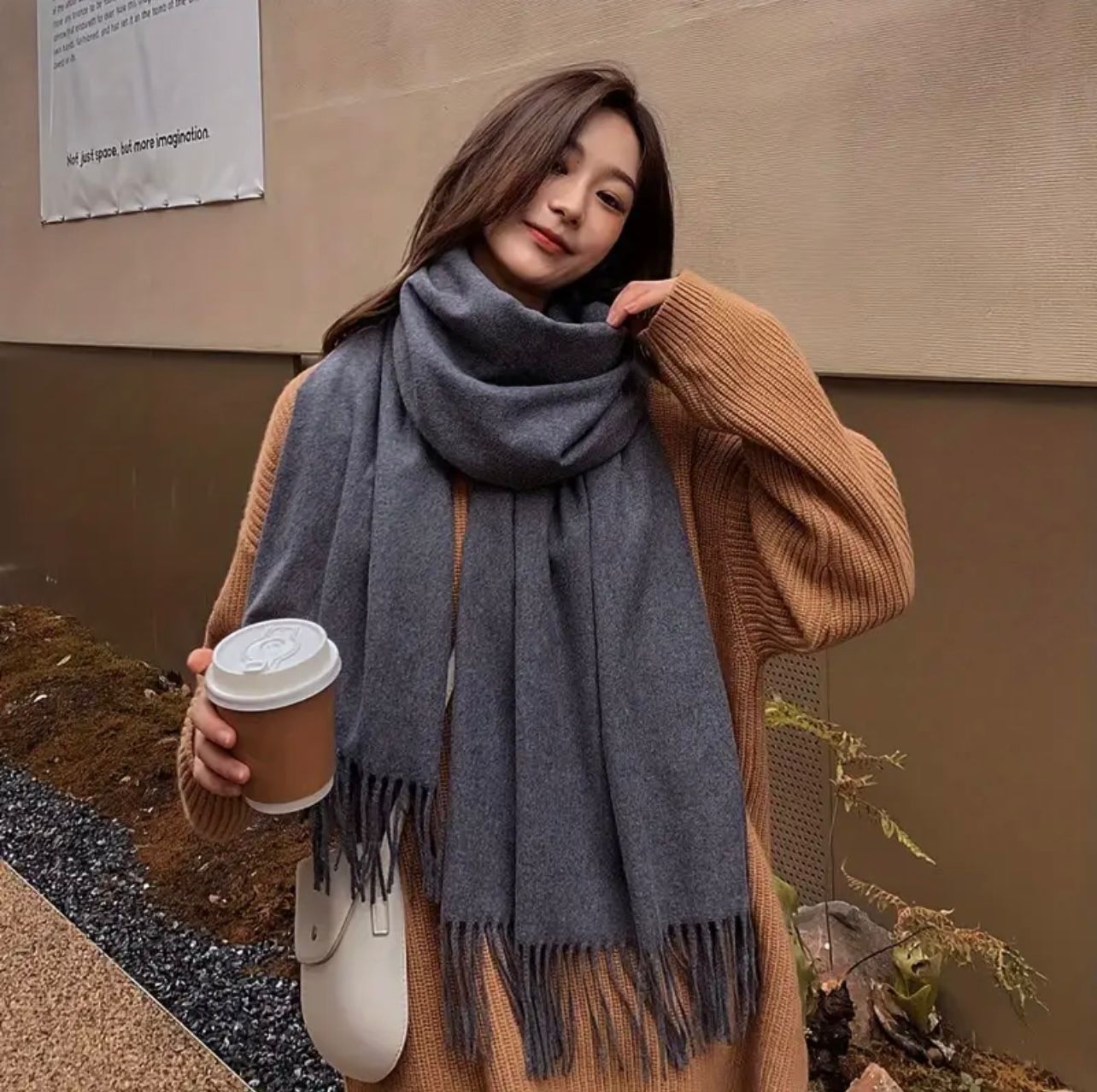 Luxury Winter Fleece Scarf – Oversized Shawl Wrap for Elegant Warmth