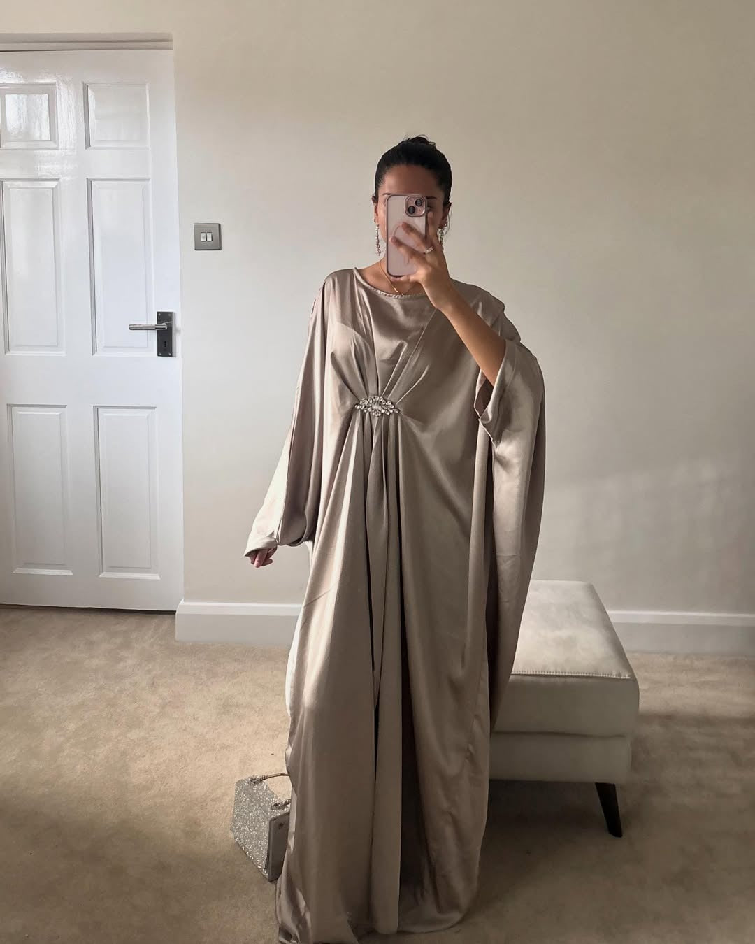 Emerald Silk Kaftan Gown