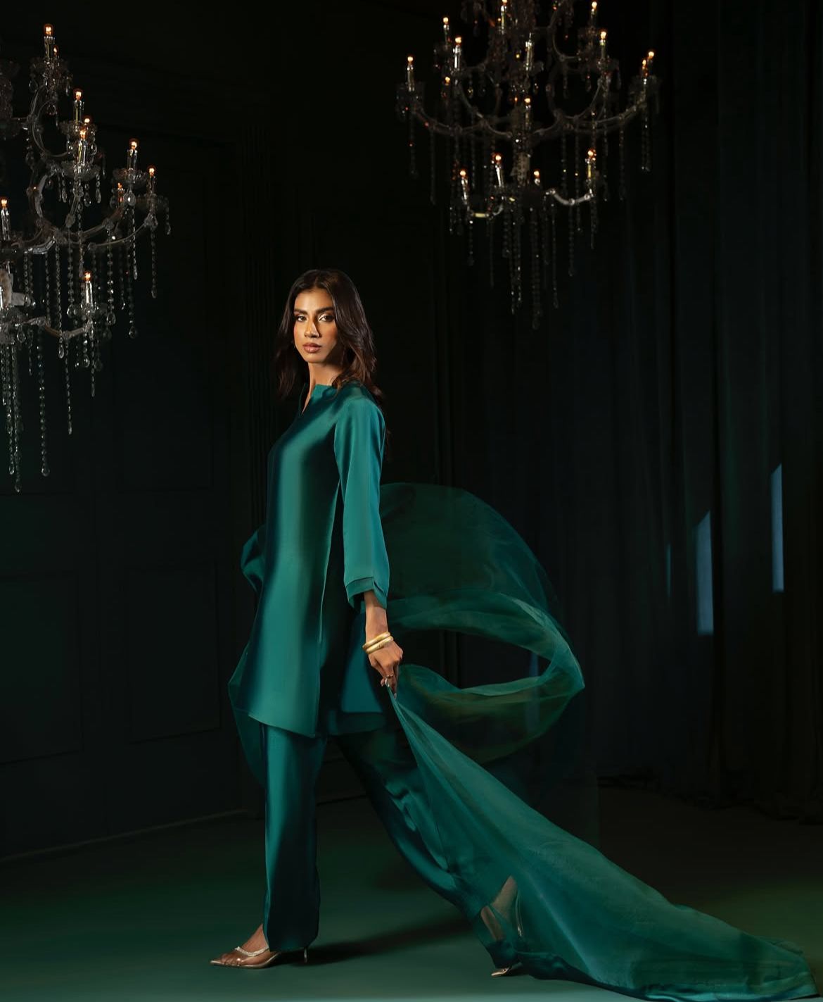 Badam Green Farshi Shalwar Kameez