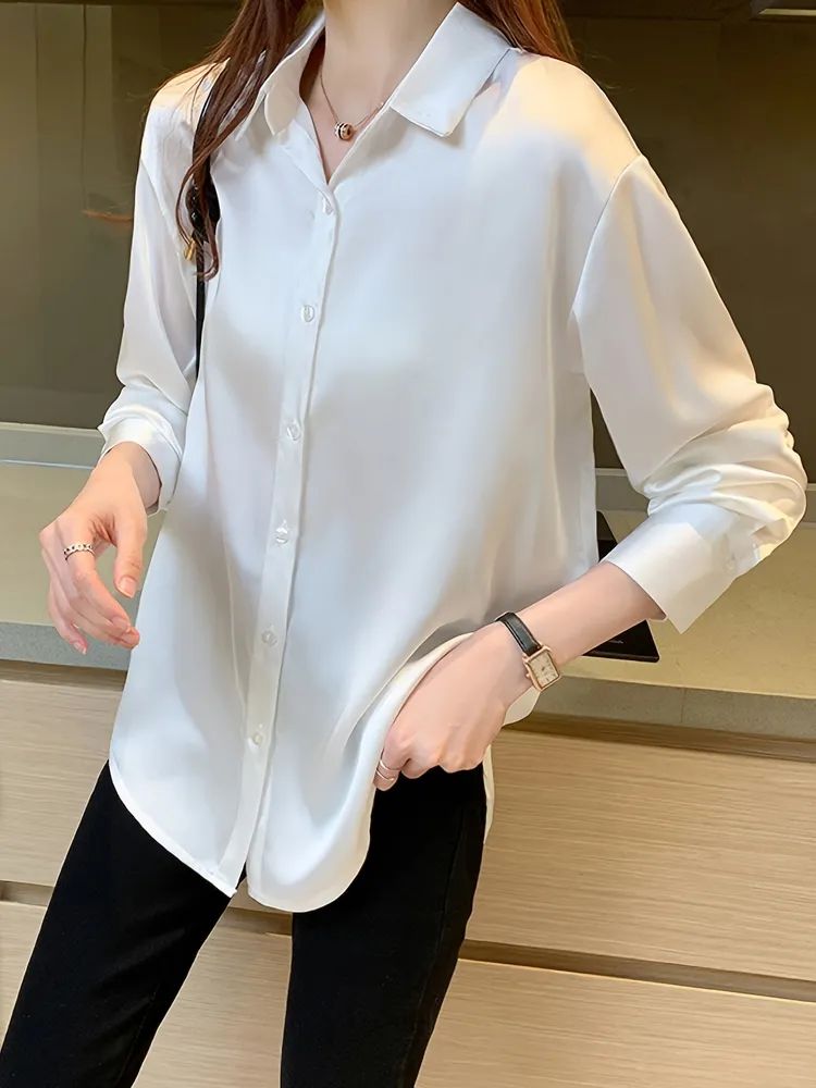 Silk Satin Black Shirt