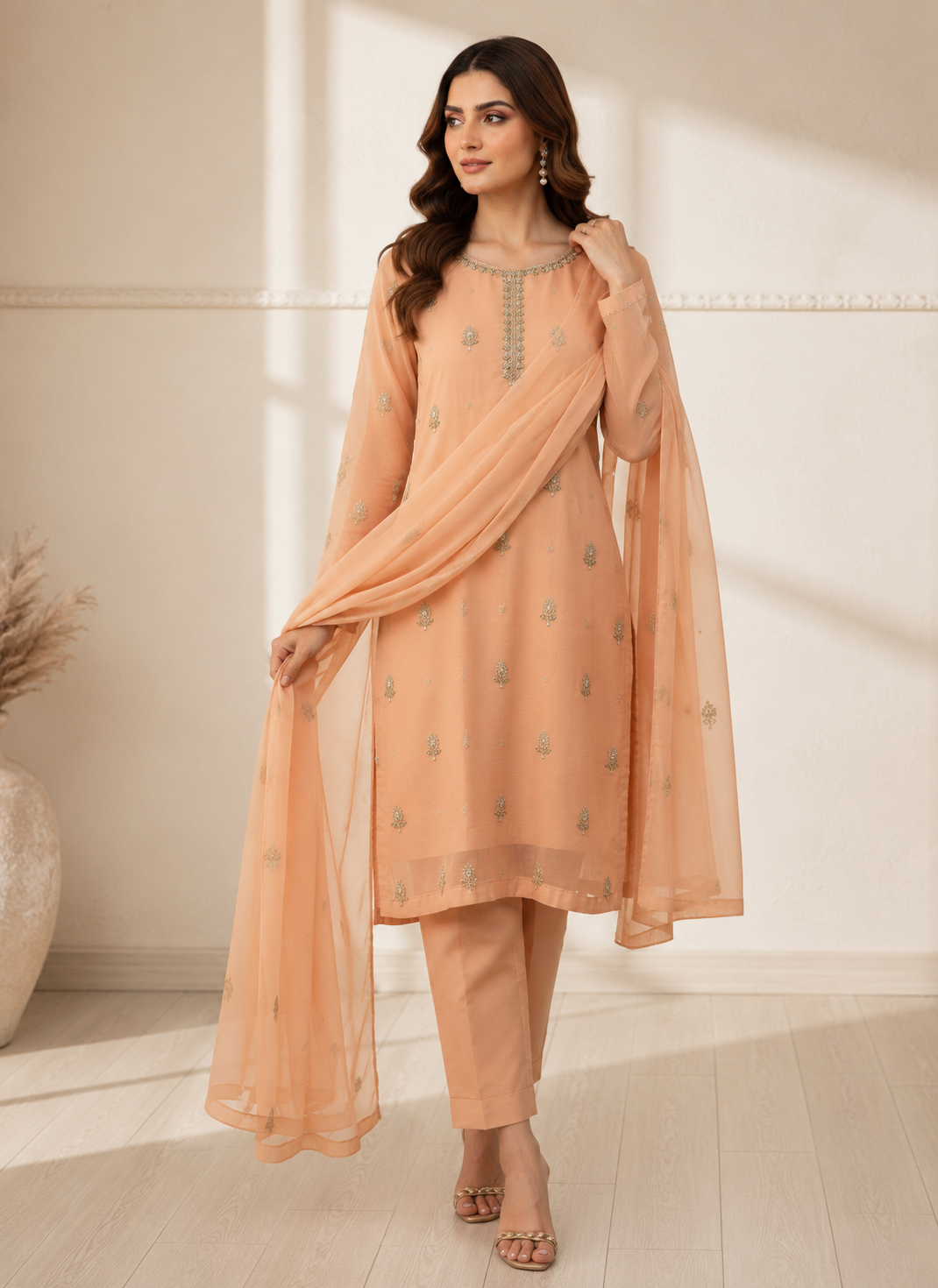 Zar-e-Peach 3 Piece