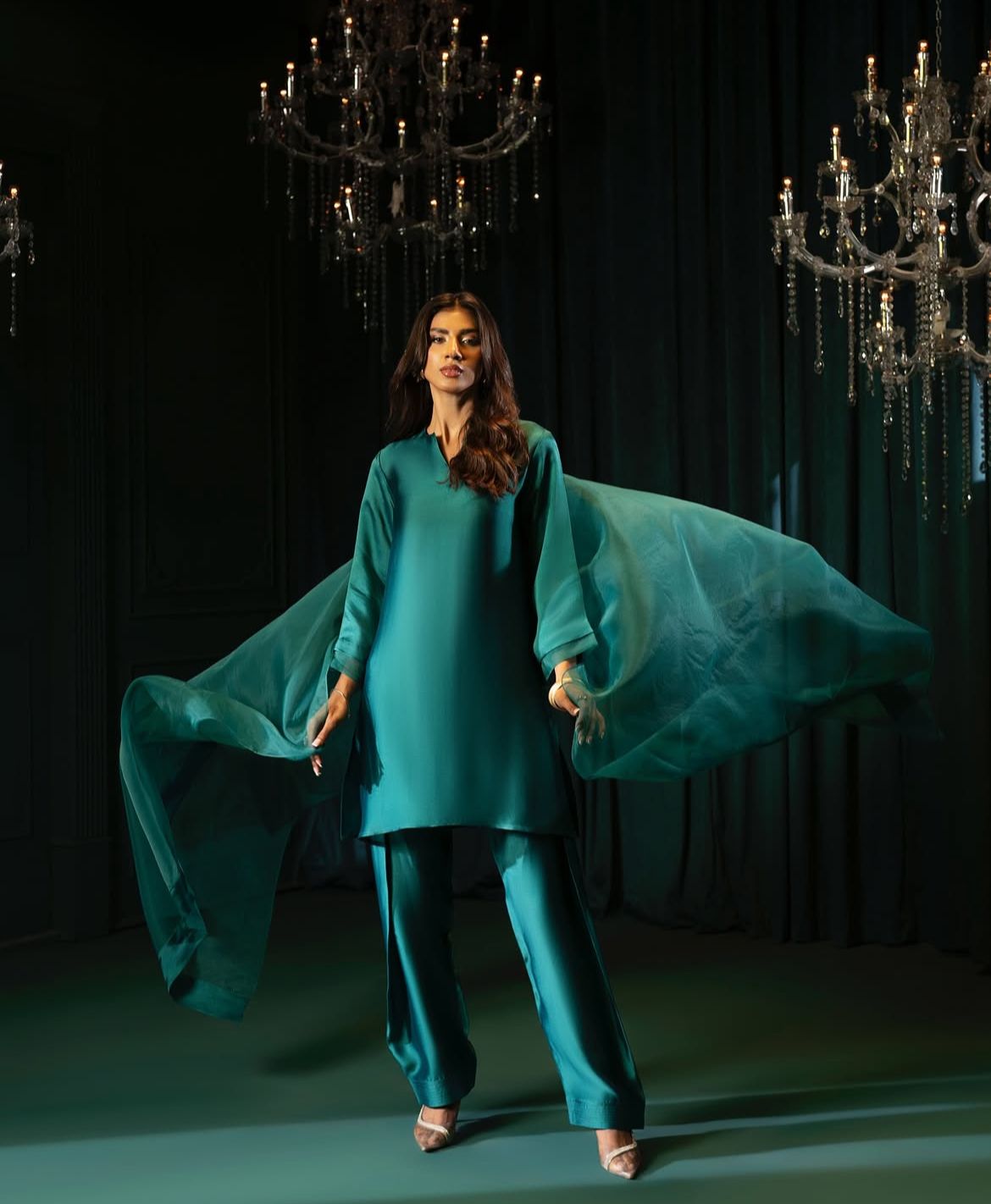 Badam Green Farshi Shalwar Kameez