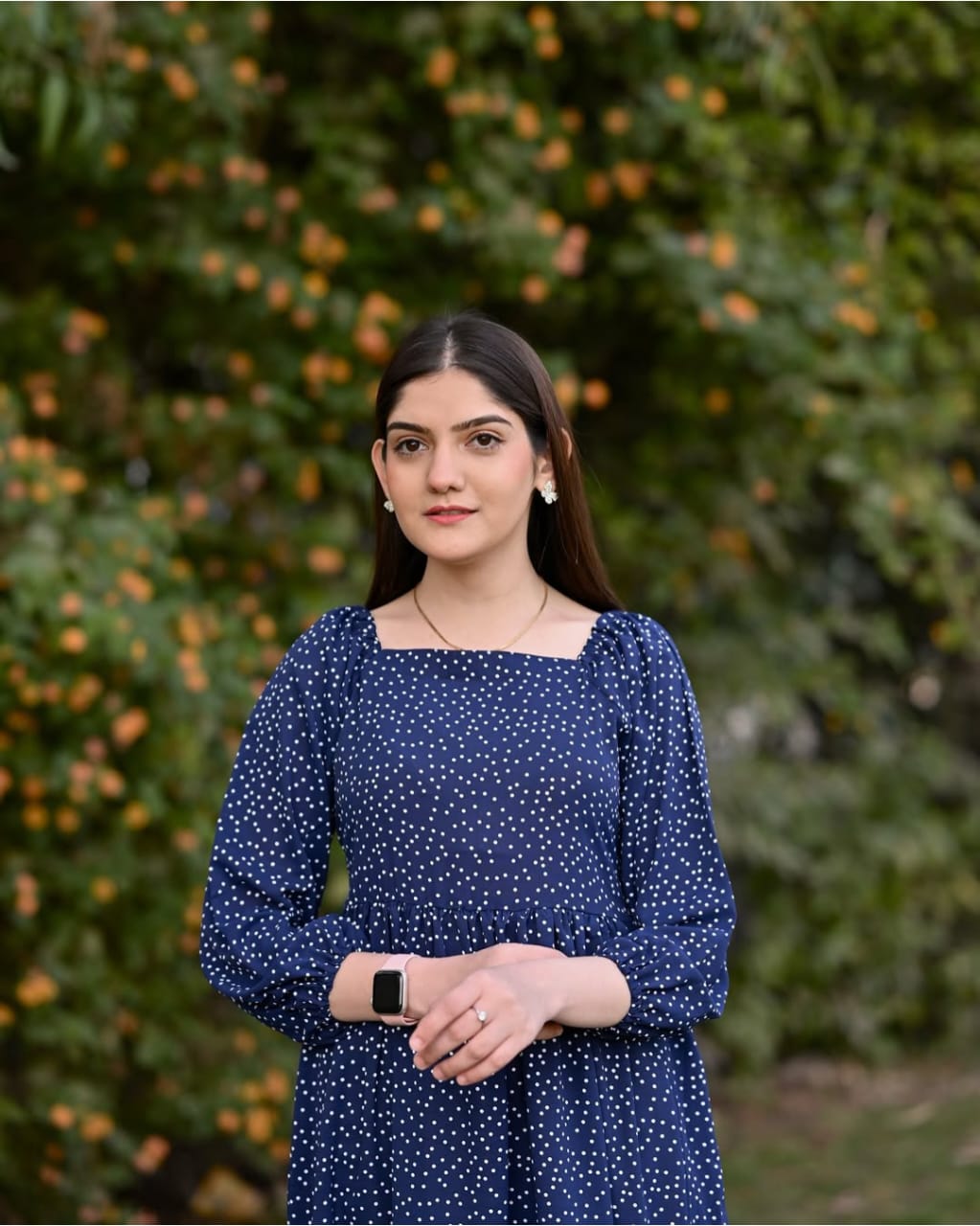 Navy Blue Polka Floral