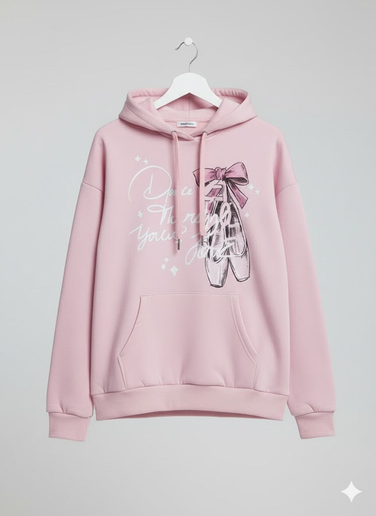 Pink Bow Hoodie – Soft Fleece Pullover with Cute Bow Detail