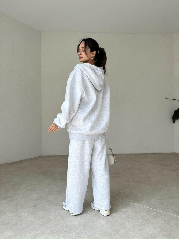 GREY Fleece Hoodie & Trouser Set