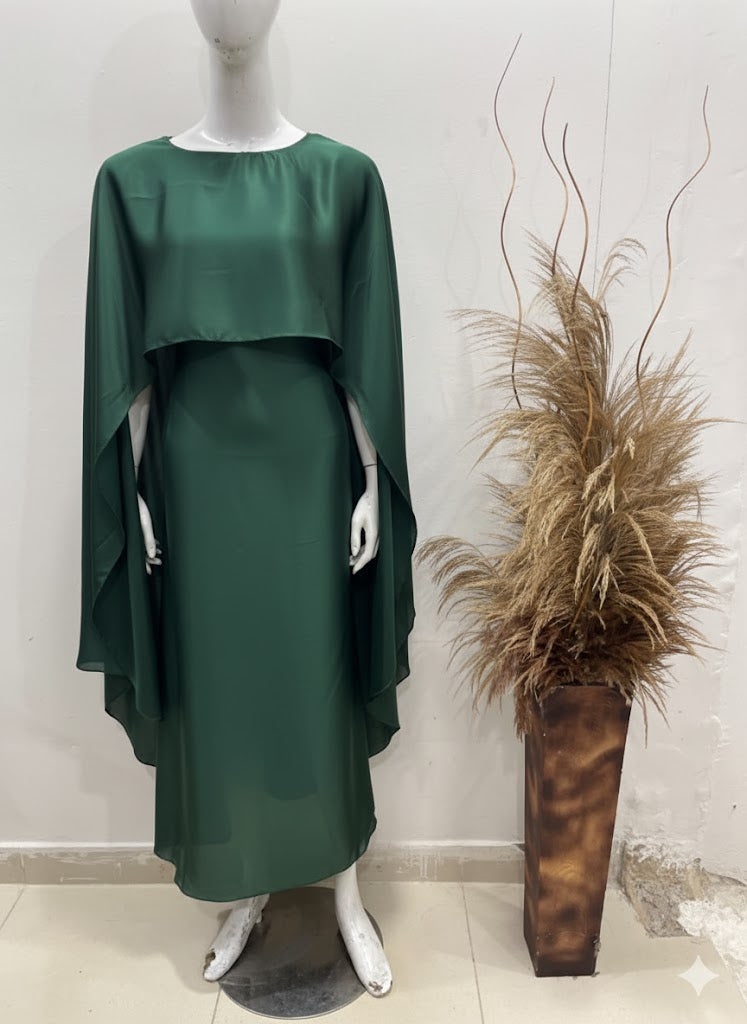 BADAM DARKGREEN CAPE GOWN
