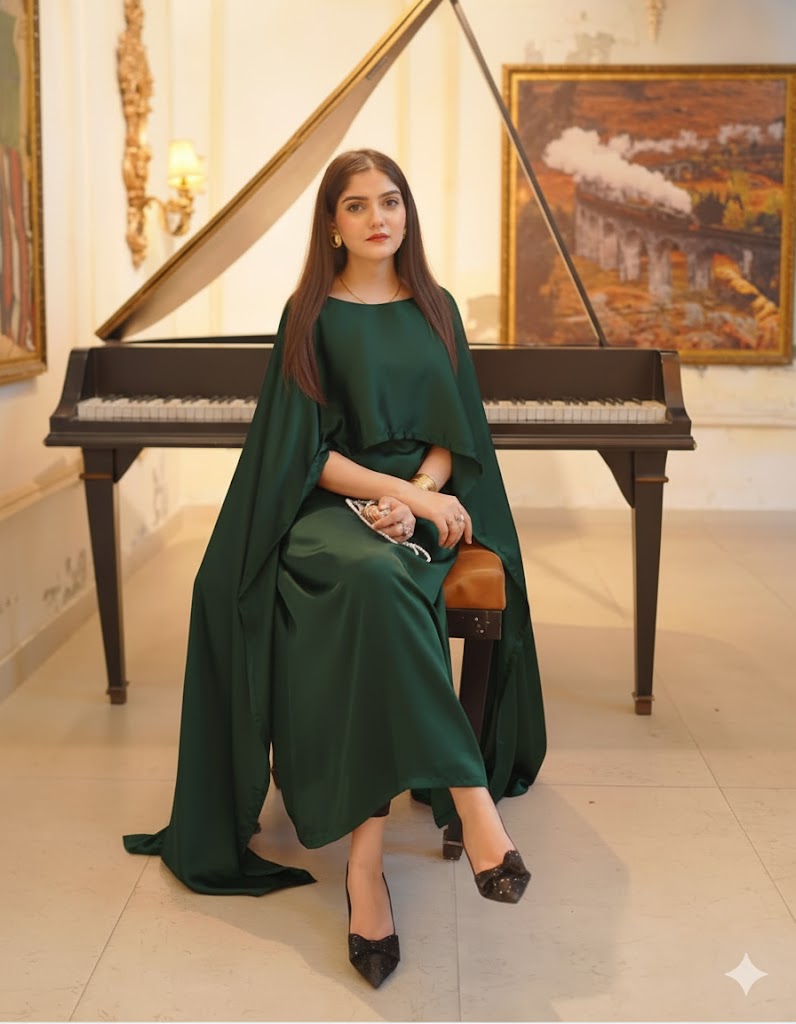 BADAM DARKGREEN CAPE GOWN