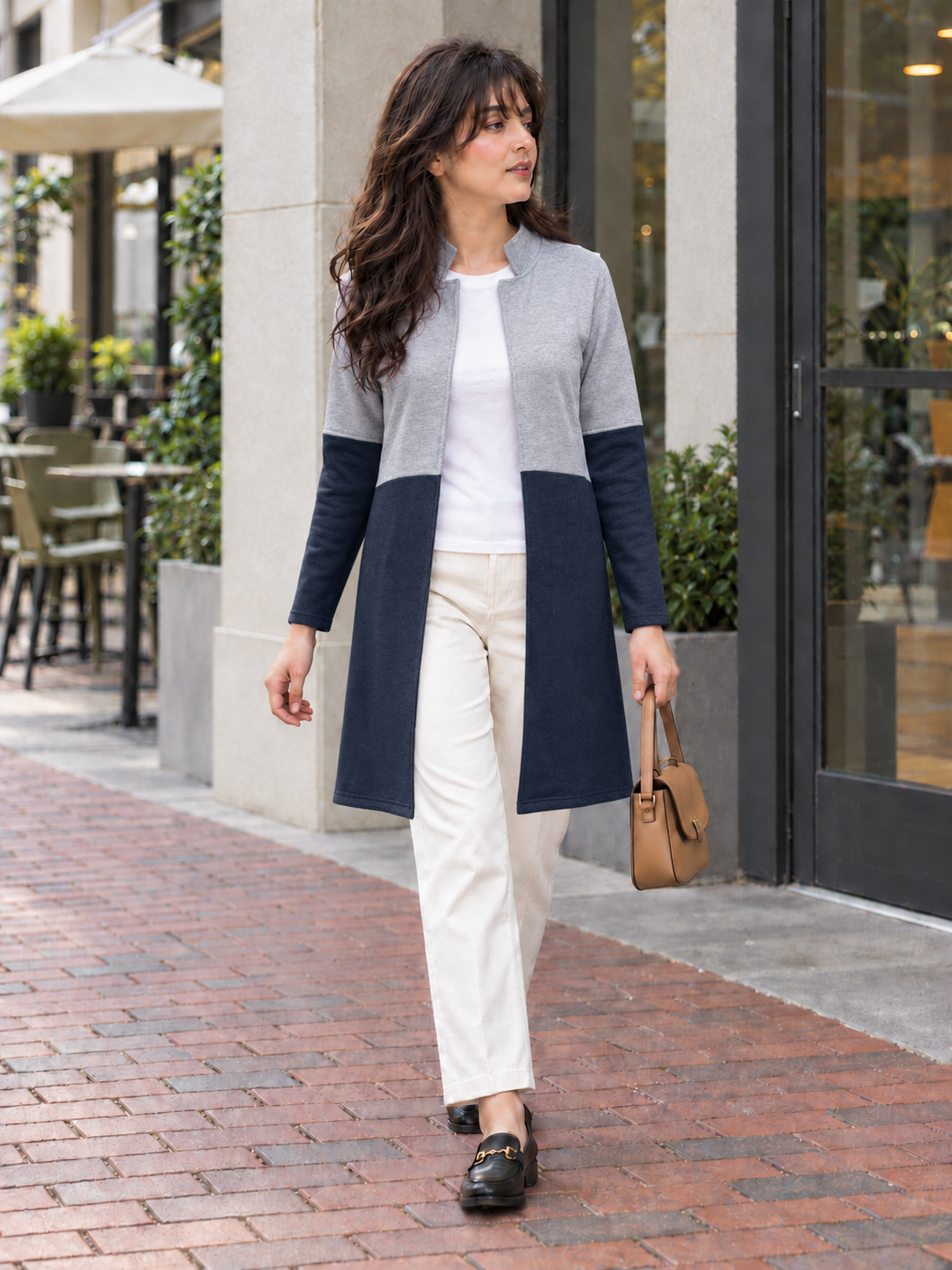 Horizon Duo Coat Navy/Grey walk view