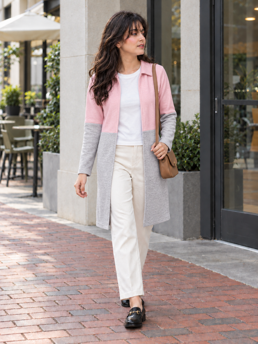 Horizon Duo Coat Pink/Grey walk view