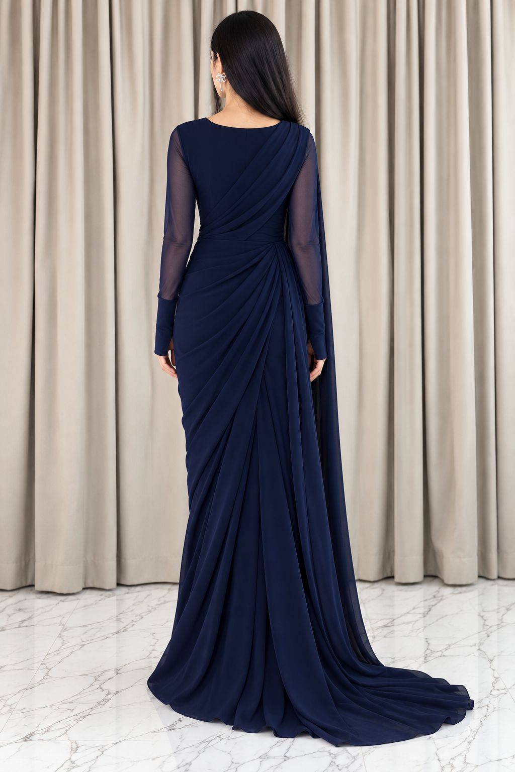 Neel Meher Saree — Back view