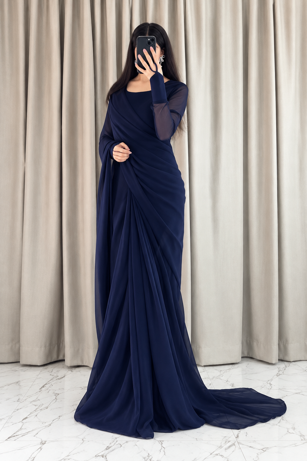 Neel Meher Saree — Front view