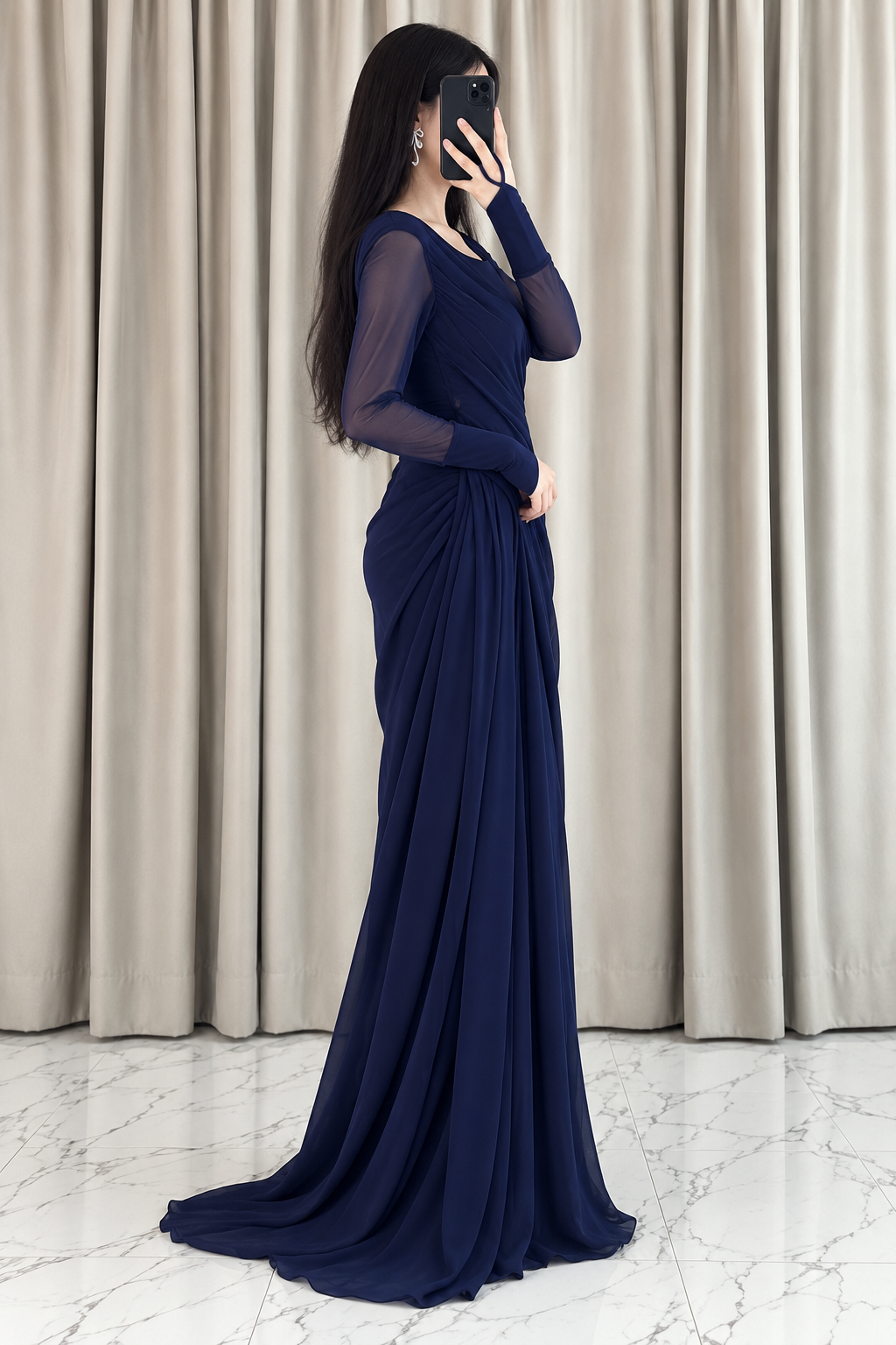 Neel Meher Saree — Side view