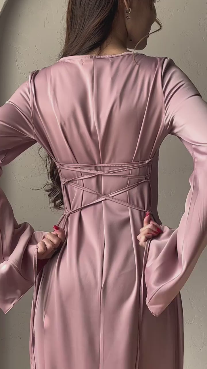 ROSYPINK Silk Adjustable Bodycon Maxi Dress – Elegant Silky Fit with Custom Waist Design